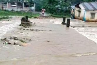 The road connecting Sukhani Bridge was washed away by heavy rains